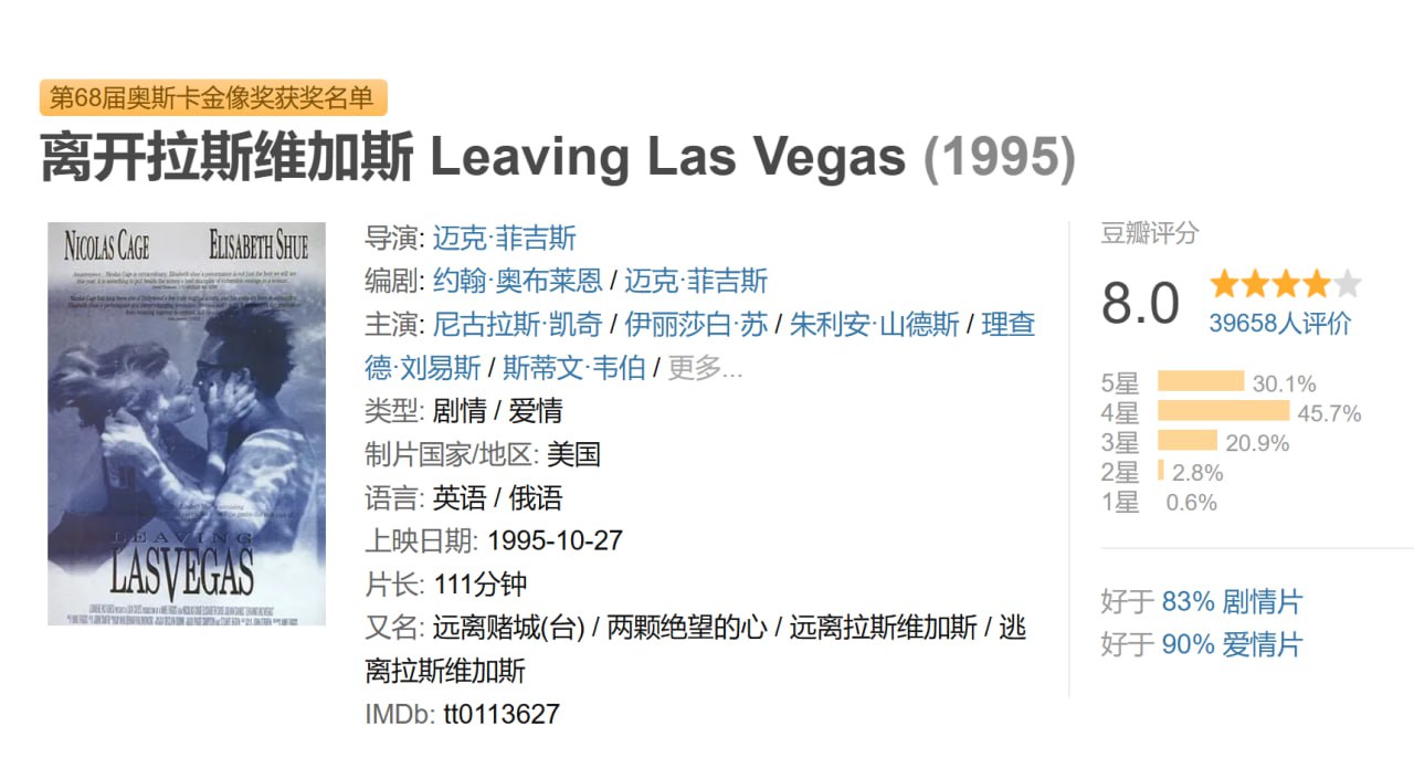 离开拉斯维加斯 Leaving Las Vegas (1995)