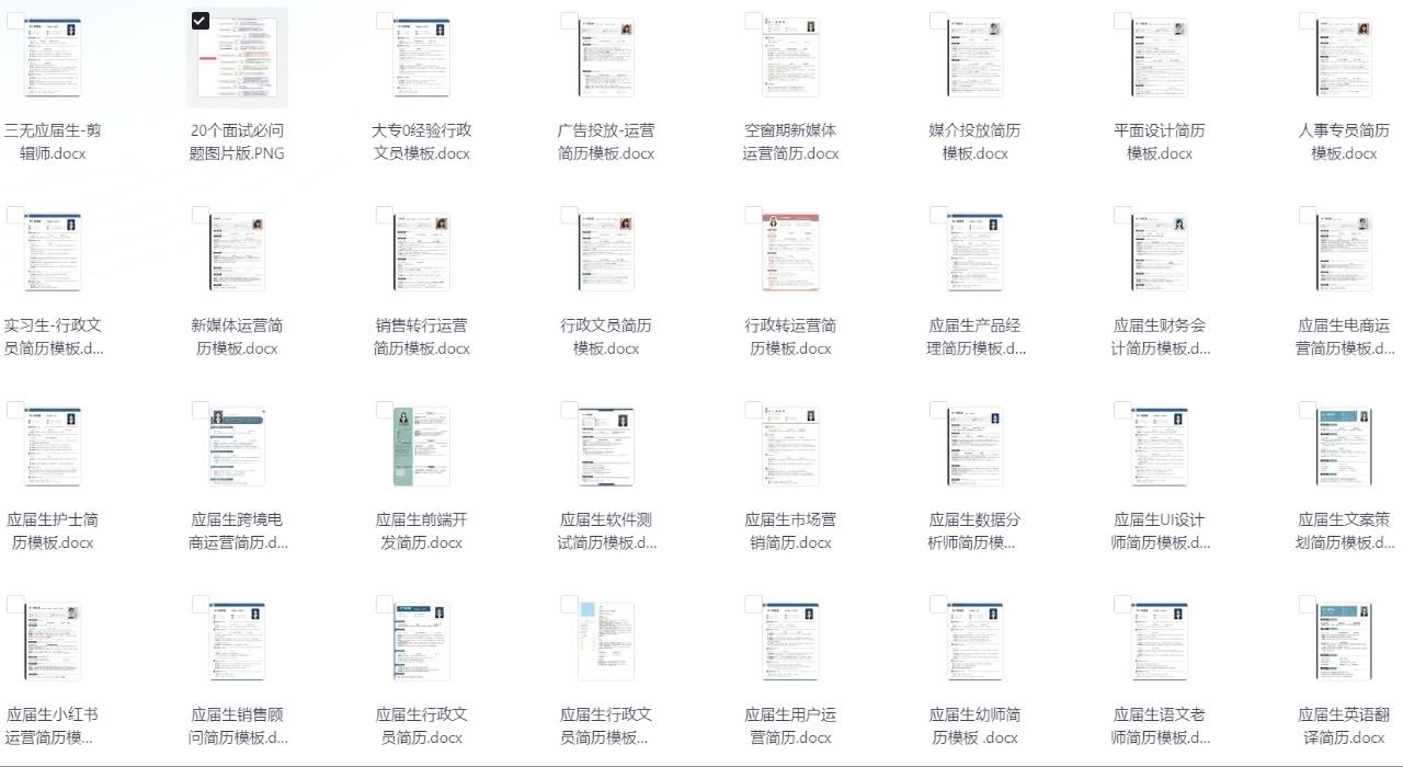 HR最喜欢的100个满分简历模板