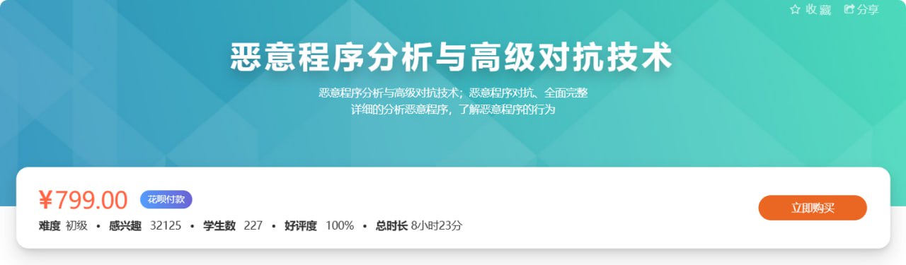 恶意程序分析与高级对抗技术