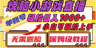 烧脑小游戏直播，无需露脸每天2小时