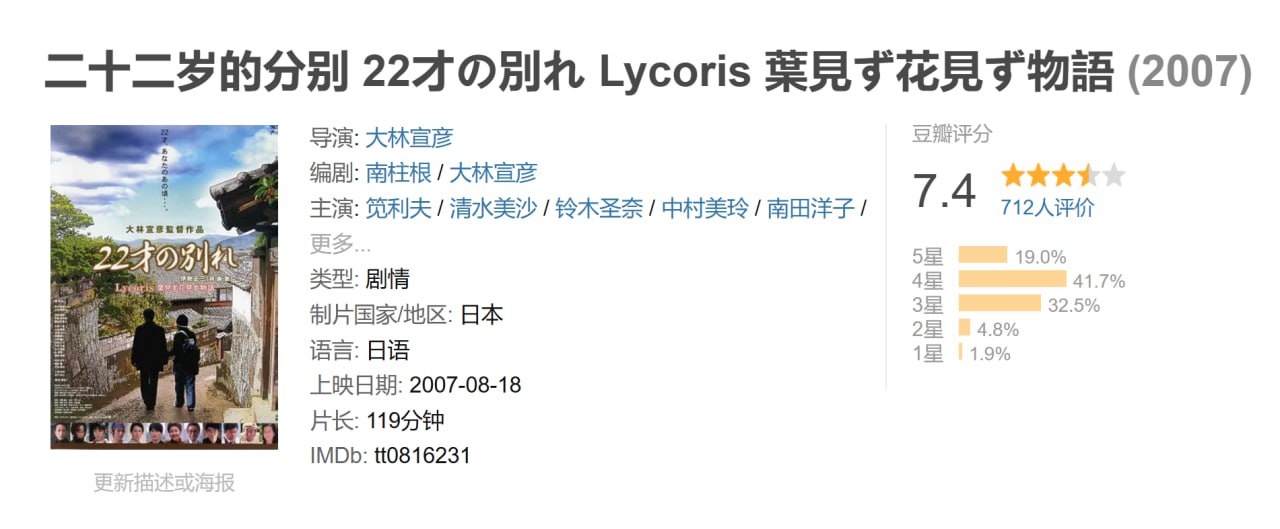 二十二岁的分别 22才の別れ Lycoris 葉見ず花見ず物語 (2007)