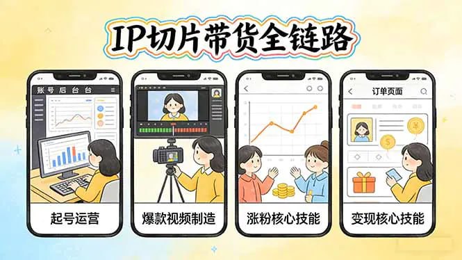 IP切片带货全链路：从起号运营到爆款视频制造，系统掌握IP切片涨粉与变现核心技能