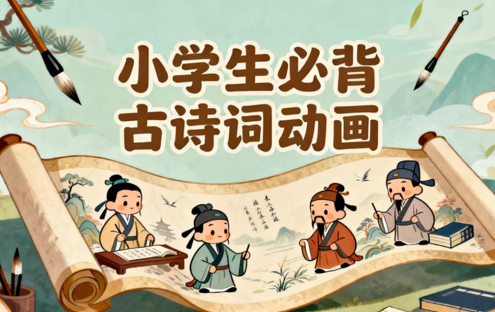 小学生必背古诗词动画，唱读背诵轻松记