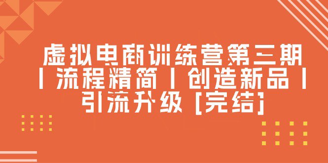 虚拟电商训练营第三期丨流程精简丨创造新品丨引流升级 [完结]