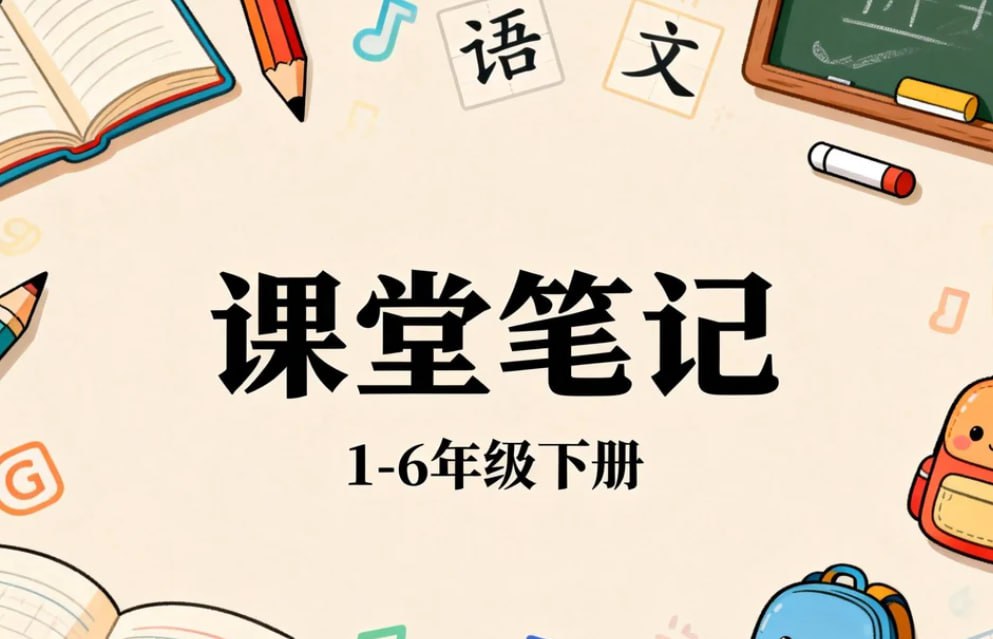 小学语文课堂笔记1-6年级下册，同步教材+预习复习+考点手册