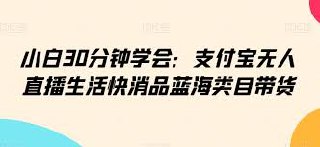 小白30分钟学会：支付宝无人直播生活快消品蓝海类目带货，0成本矩阵多开操作日入1000