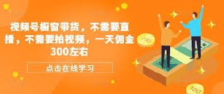 视频号橱窗带货，不需要直播，不需要拍视频，一天佣金300左右