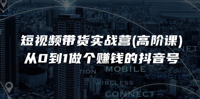 短视频带货实战营(高阶课)，从0到1做个赚钱的抖音号（17节课）