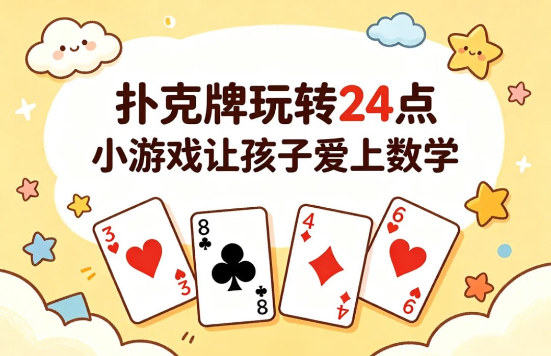 扑克牌玩转24点，小游戏让孩子爱上数学