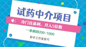 冷门且暴利的试药中介项目，小白工作室皆可操作