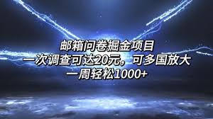 邮箱问卷掘金项目，一次调查可达20元，可多国放大，一周轻松1000+