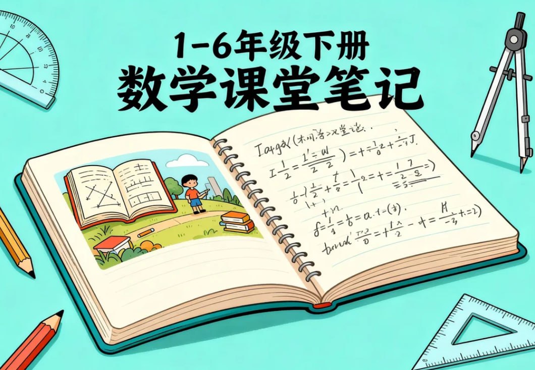 1-6年级下册数学课堂笔记，同步教材+知识梳理+考点精析