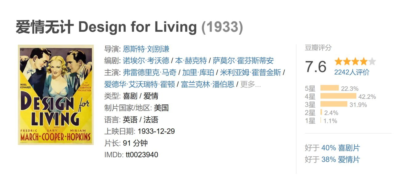 爱情无计 Design for Living (1933)