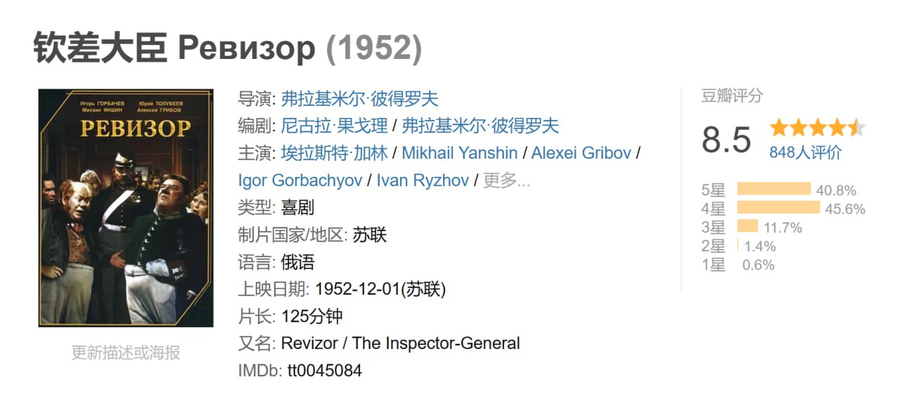 钦差大臣 Ревизор (1952)