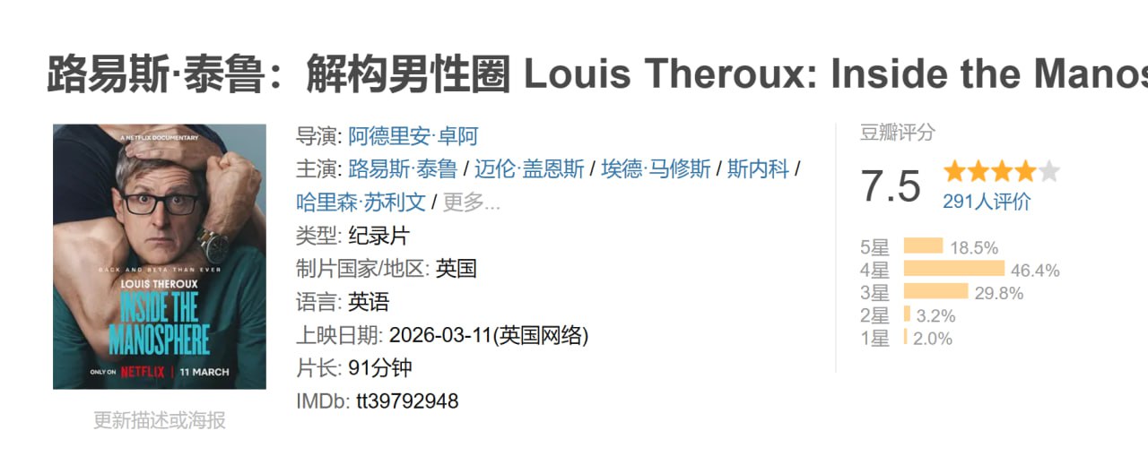 路易斯·泰鲁：解构男性圈 Louis Theroux: Inside the Manosphere (2026)