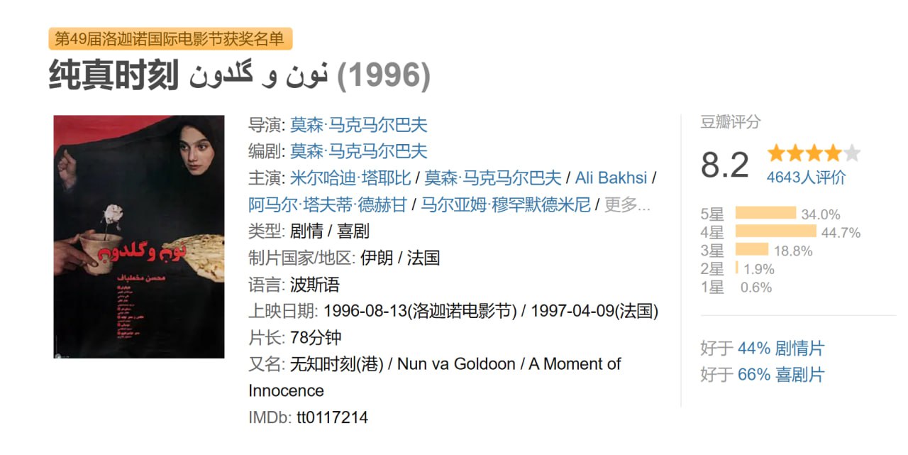 纯真时刻 نون و گلدون (1996)