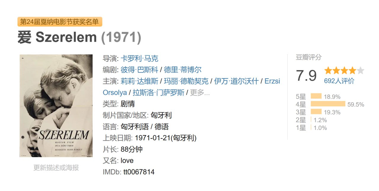 爱 Szerelem (1971)