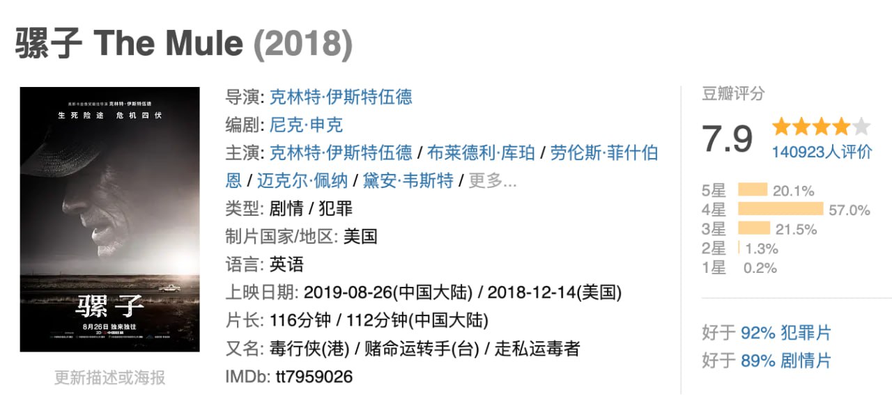 骡子.2018.BD1080p.国英双语.中英双字