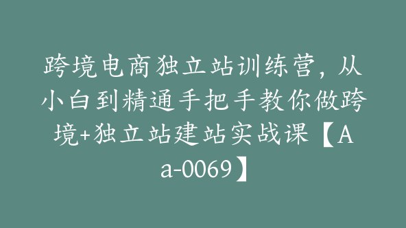 跨境电商独立站训练营，从小白到精通手把手教你做跨境+独立站建站实战