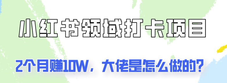 通过小红书领域打卡项目2个月赚10W，大佬是怎么做的？