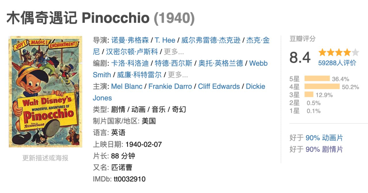 木偶奇遇记.1940.1080P.国英双语.中英双字