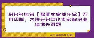 为拼多多中小卖家解决业绩增长难题