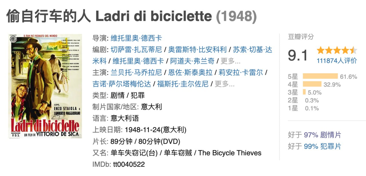 偷自行车的人 1948 中英双字