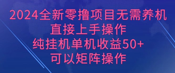 2024全新零撸项目，无需养机，直接上手操作 纯挂JI，单机收益50 ，可以矩阵操作