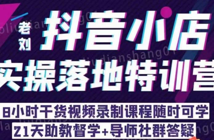 ，​抖音小店实操落地特训营，8小时干货视频录制课程随时可学