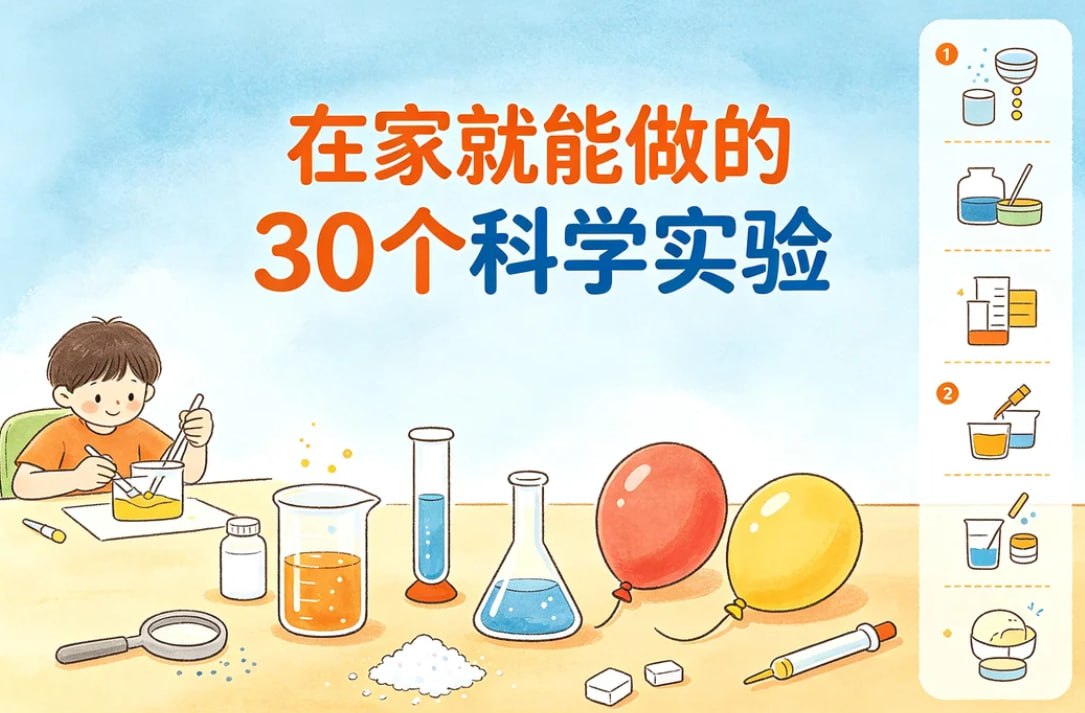 在家就能做的30个科学实验，培养孩子的科学脑