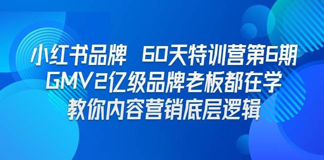 小红书品牌60天训练营第6期，GMV2亿级品牌老板都在学，教会你内容营销底层逻辑